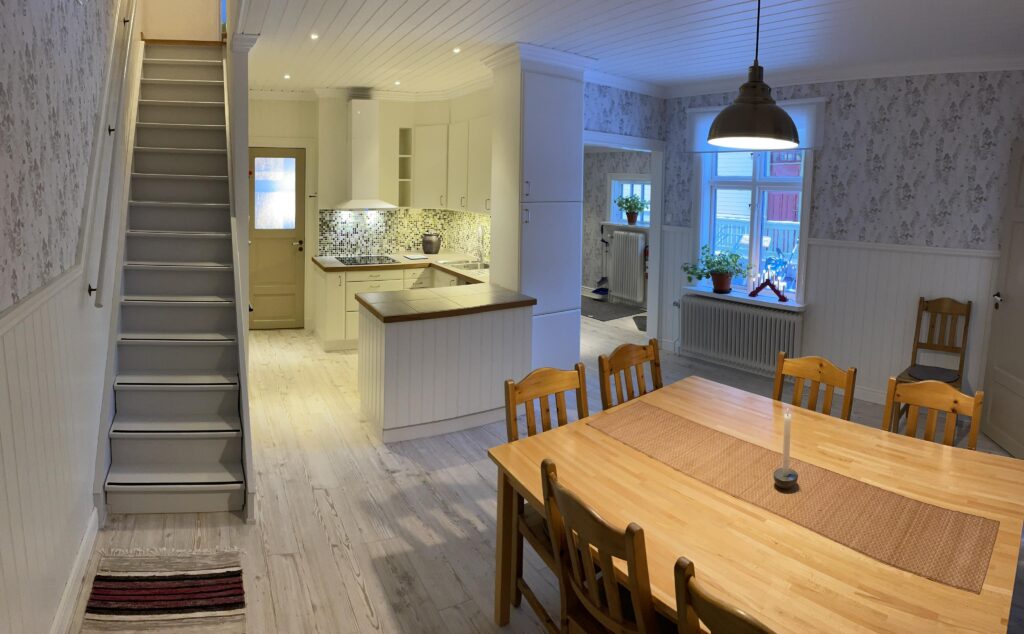 Interior of guest house after renovation.